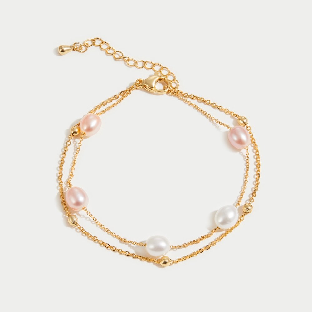 Bracelet en couches de perles d’eau douce